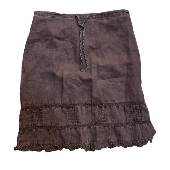 Vtg Y2K Old Navy Linen Skirt Size 6 Peasant Fairy Boho Dark Cottagecore Beachy - Picture 1 of 5